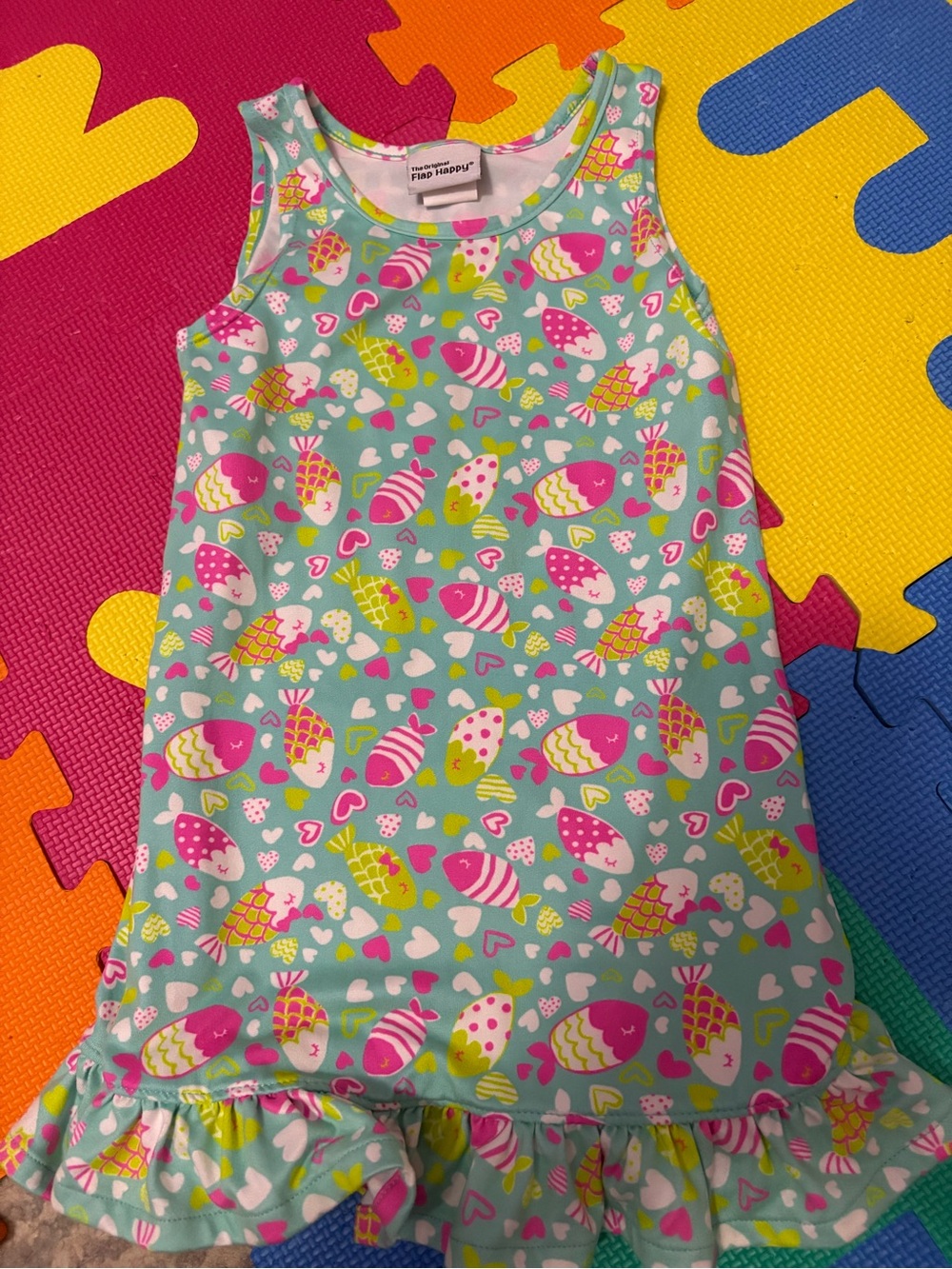 Aqua Fish Print  Dress
